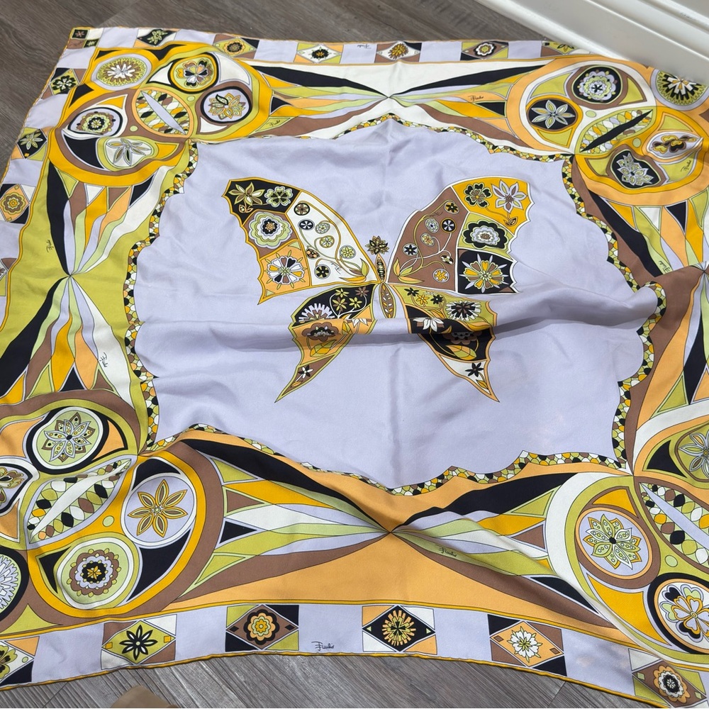 Emilio Pucci Butterfly In Motion Silk Square Scarf - Picture 2 of 8